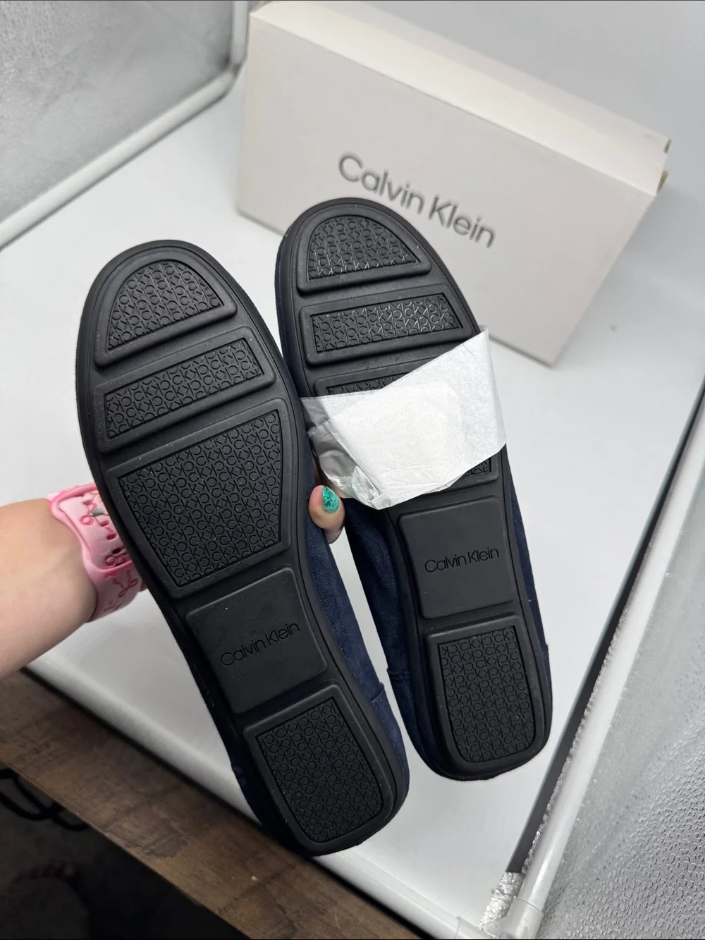 Calvin Klein Navy Blue Suede Lydia Loafers Size‎ 6